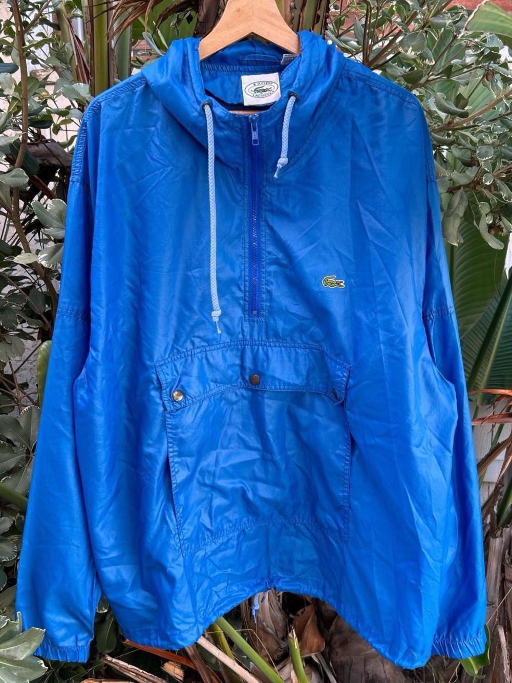 Vintage 90s IZOD Lacoste Anorak Jacket Men’s XL Blue Nylon Hooded Pullover